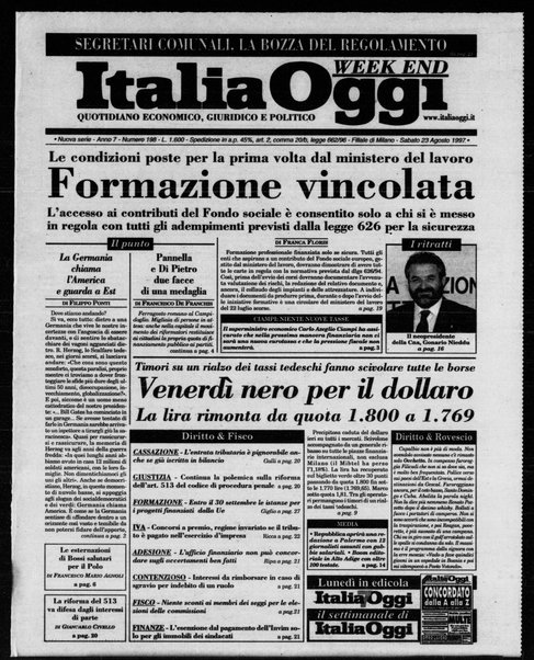 Italia oggi : quotidiano di economia finanza e politica